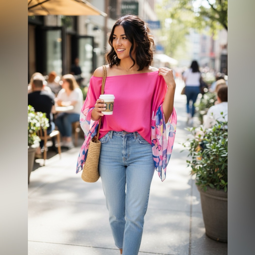 🔥HOST PICK🔥 Floral Chiffon Poncho - One Size